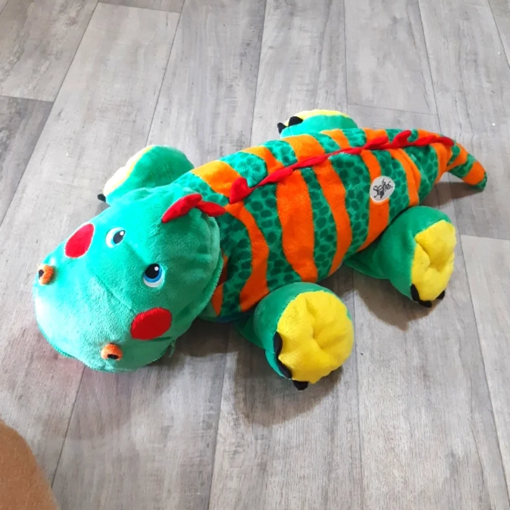 Iguana Lizard Dragon Pillow hidden pockets kids companion stuffed Animal toy